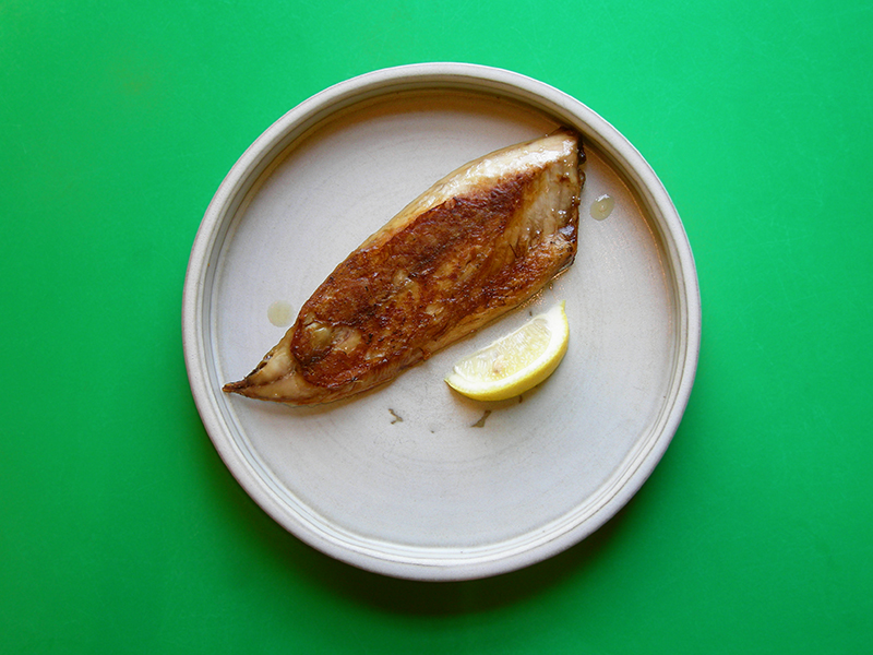 Japanese Night at EVK: We prefer our baked mackerel quite crispy with a fresh squeeze of lemon! Find more delicious world pescetarian recipes at eastvankitchen.com